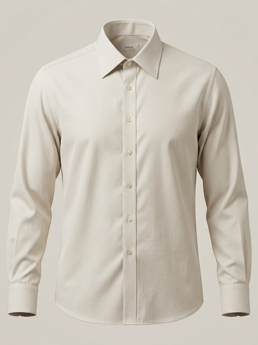 Marol Italian Ivory Textured Dress Shirt Long-sleeve Old Money Wedding Luxury